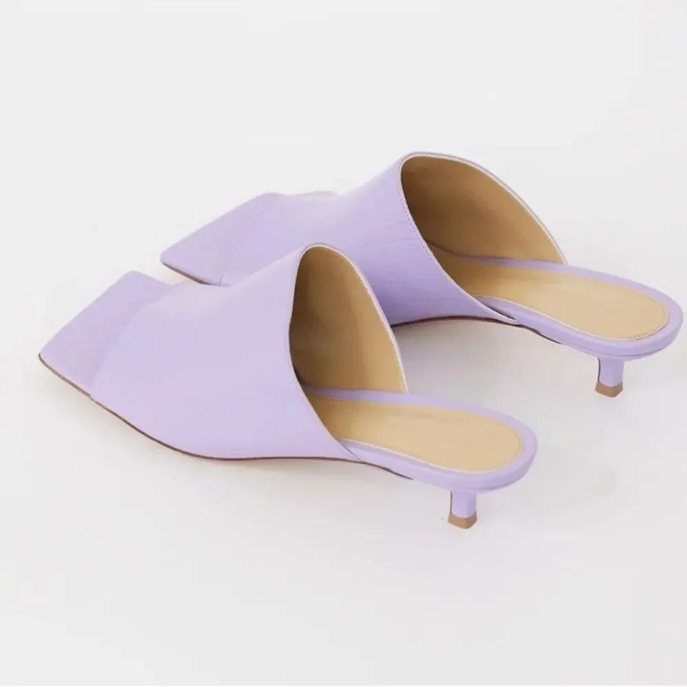 Authentic Bottega Veneta Purple Leather Slip-on  Mule(Size 38.5)
